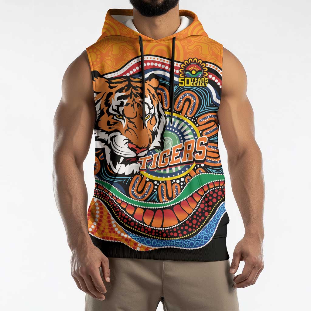 Custom Tigers Honouring First Nations Sleeveless Hoodie NAIDOC 2026 Deadly 50 Years