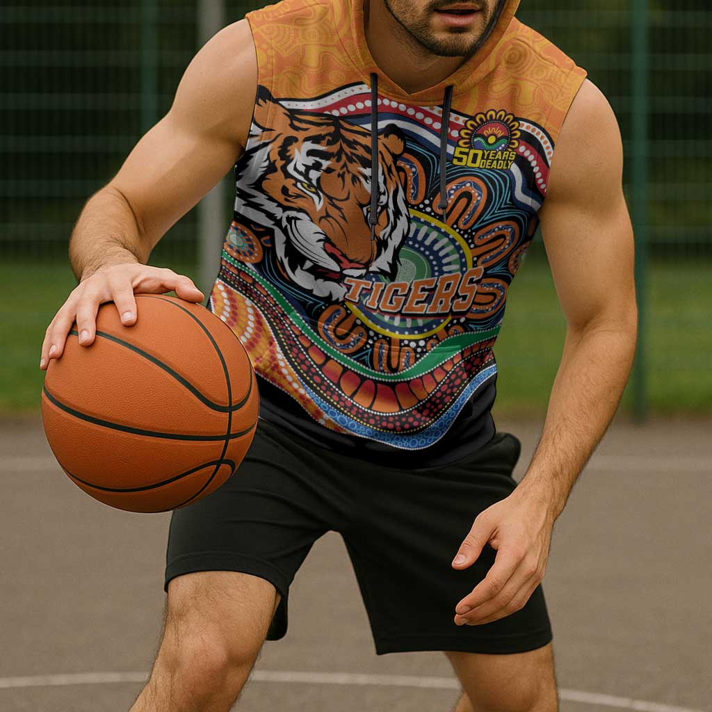Custom Tigers Honouring First Nations Sleeveless Hoodie NAIDOC 2026 Deadly 50 Years