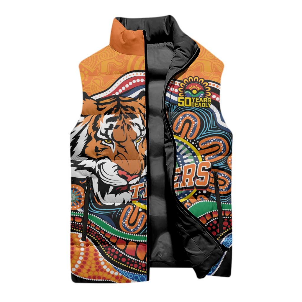 Custom Tigers Honouring First Nations Sleeveless Puffer Jacket NAIDOC 2026 Deadly 50 Years