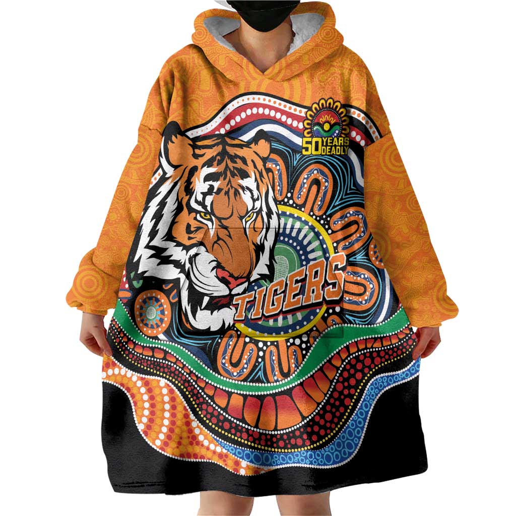Custom Tigers Honouring First Nations Wearable Blanket Hoodie NAIDOC 2026 Deadly 50 Years