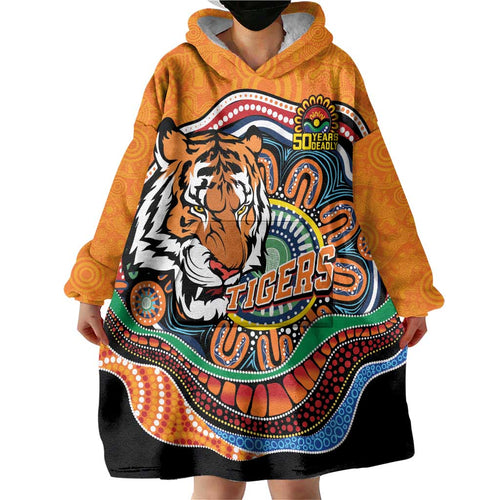 Custom Tigers Honouring First Nations Wearable Blanket Hoodie NAIDOC 2026 Deadly 50 Years