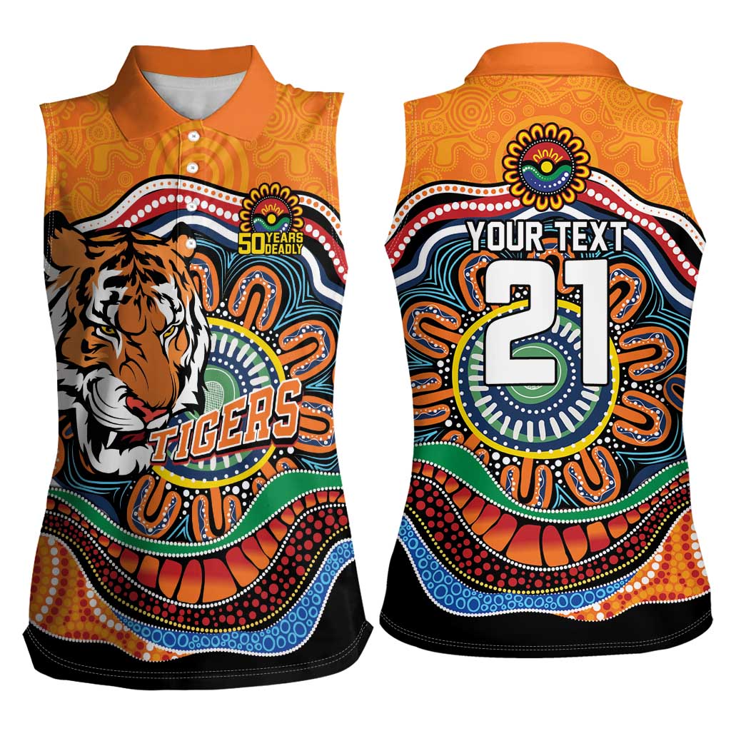 Custom Tigers Honouring First Nations Women Sleeveless Polo Shirt NAIDOC 2026 Deadly 50 Years