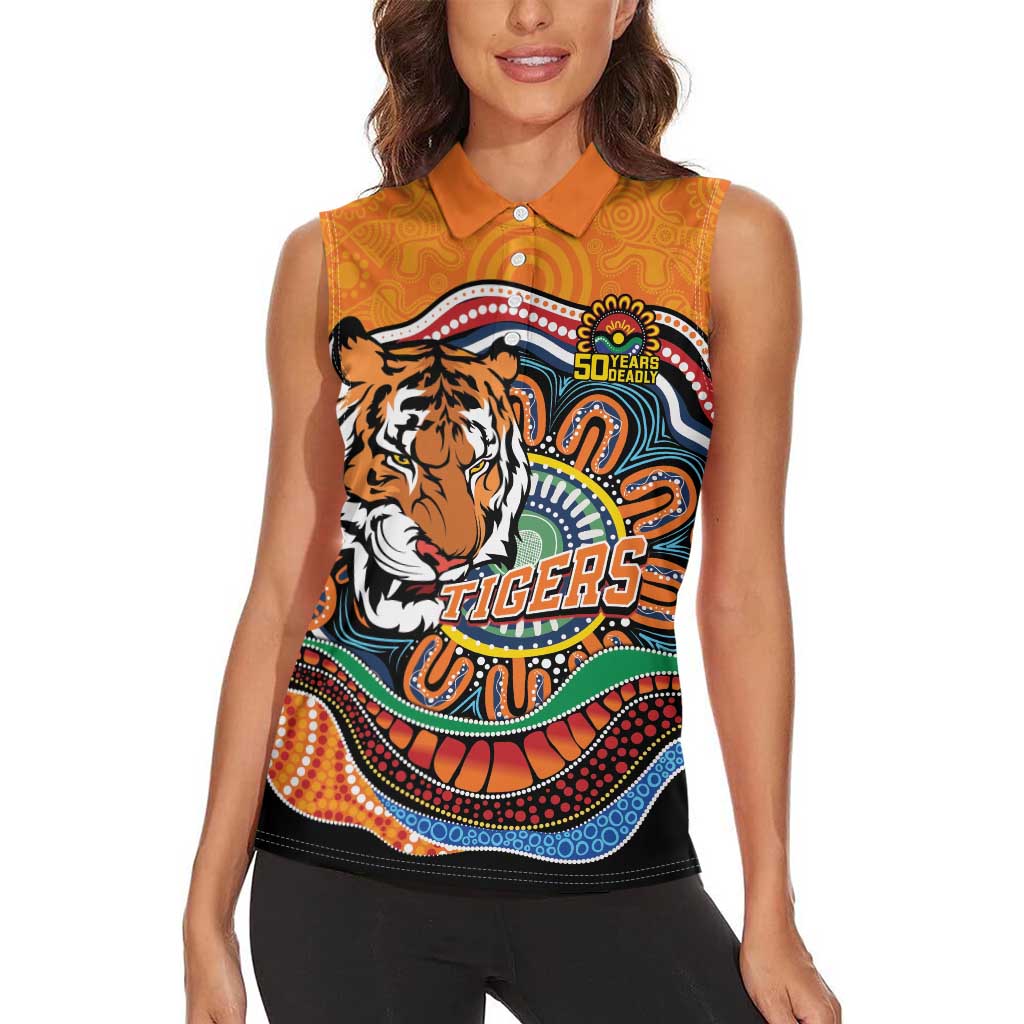 Custom Tigers Honouring First Nations Women Sleeveless Polo Shirt NAIDOC 2026 Deadly 50 Years