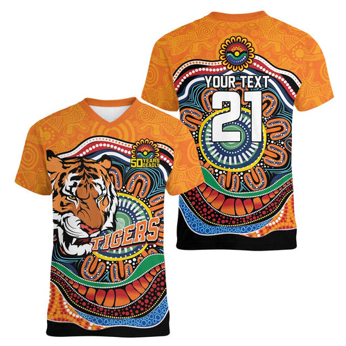 Custom Tigers Honouring First Nations Women V-Neck T-Shirt NAIDOC 2026 Deadly 50 Years