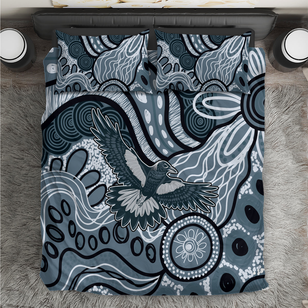 Magpies Aboriginal Art Bedding Set