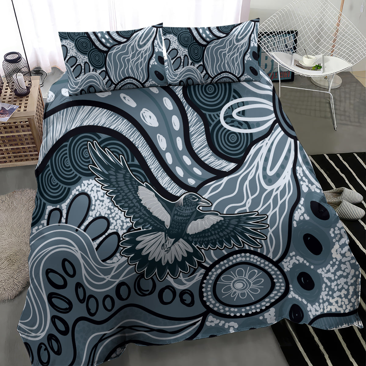 Magpies Aboriginal Art Bedding Set