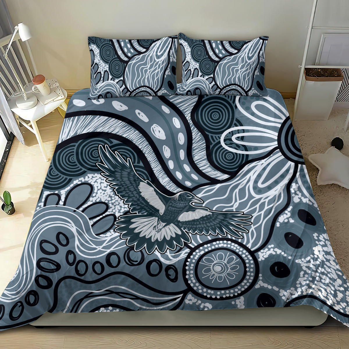 Magpies Aboriginal Art Bedding Set