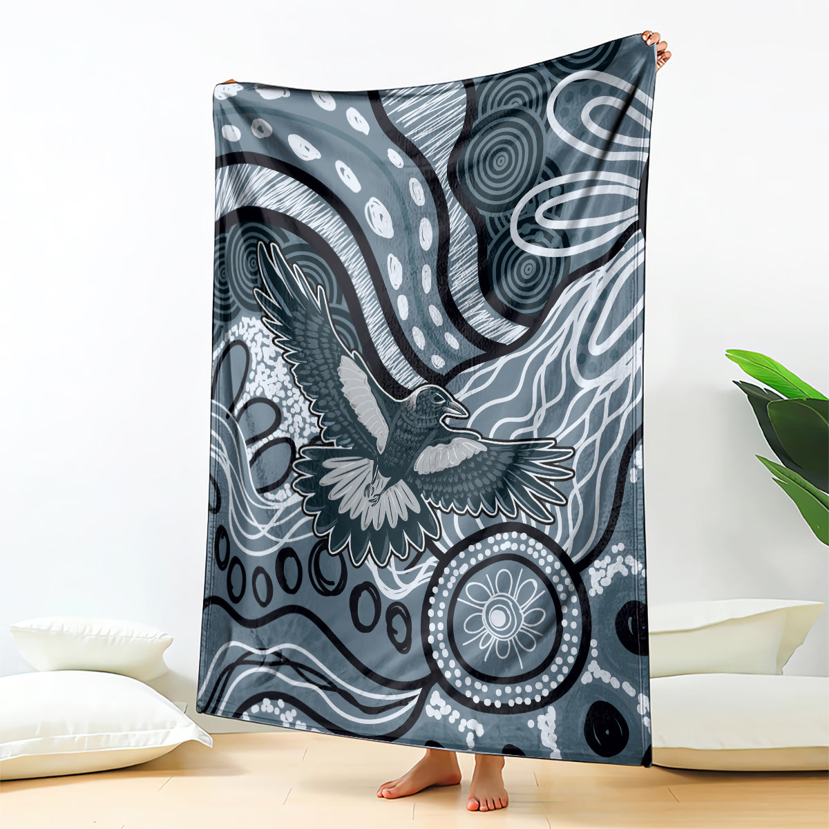Magpies Aboriginal Art Blanket