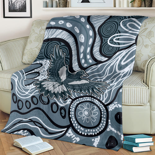 Magpies Aboriginal Art Blanket