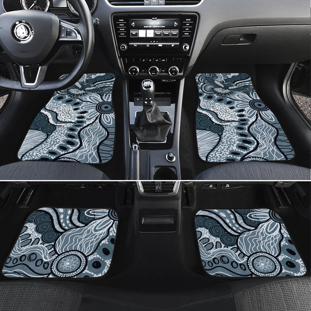 Magpies Aboriginal Art Car Mats