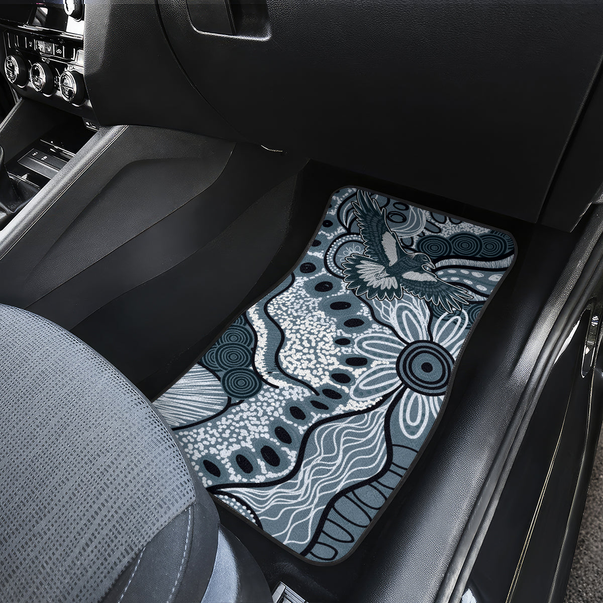 Magpies Aboriginal Art Car Mats