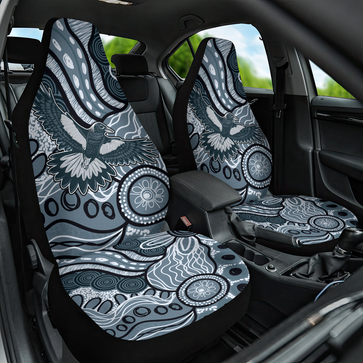 Magpies Aboriginal Art Car Seat Cover