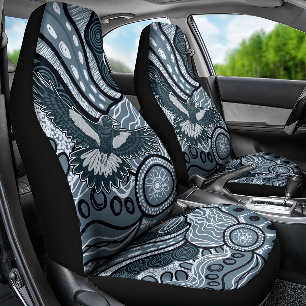 Magpies Aboriginal Art Car Seat Cover