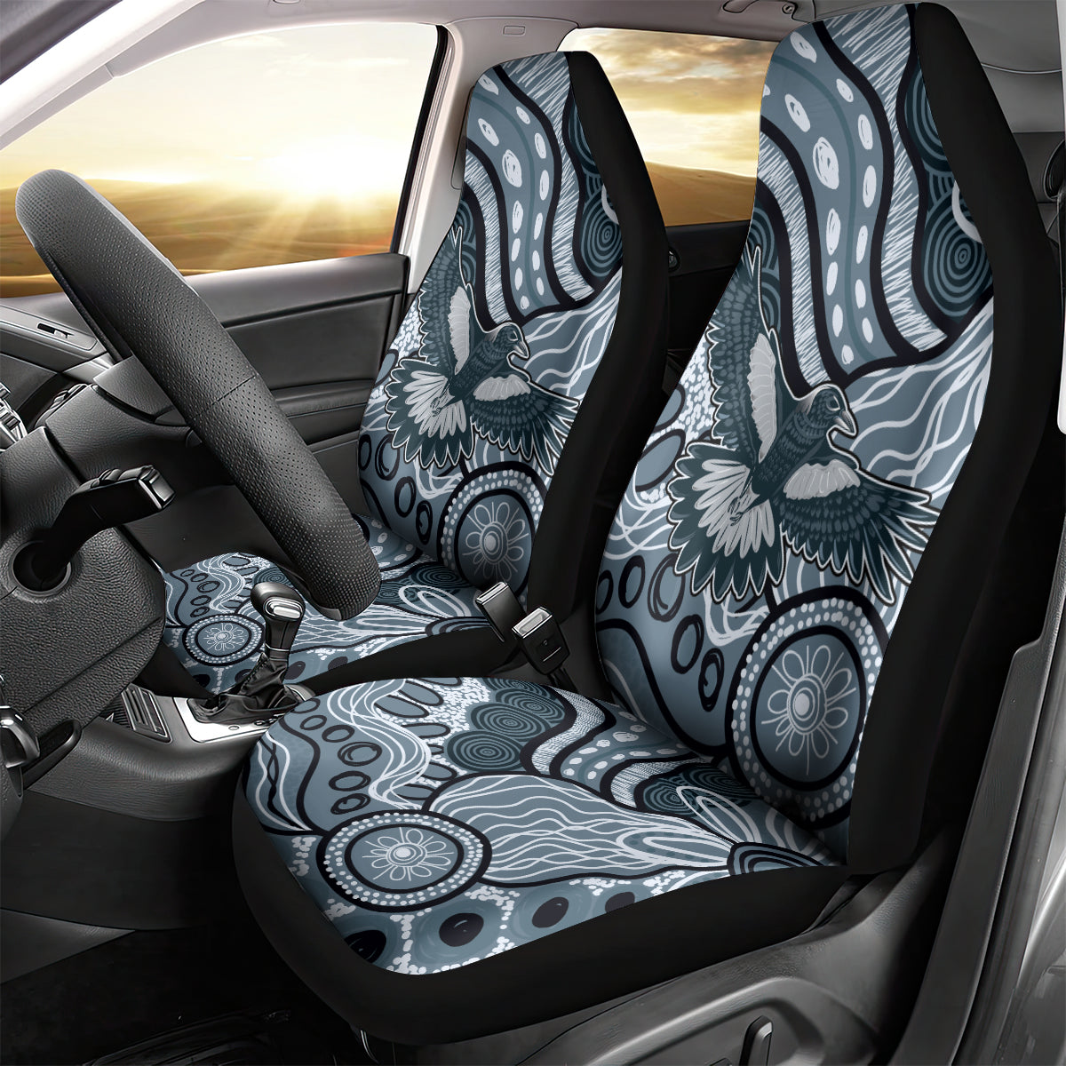 Magpies Aboriginal Art Car Seat Cover