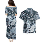 Magpies Aboriginal Art Couples Matching Puletasi and Hawaiian Shirt