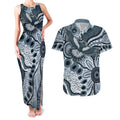 Magpies Aboriginal Art Couples Matching Tank Maxi Dress and Hawaiian Shirt