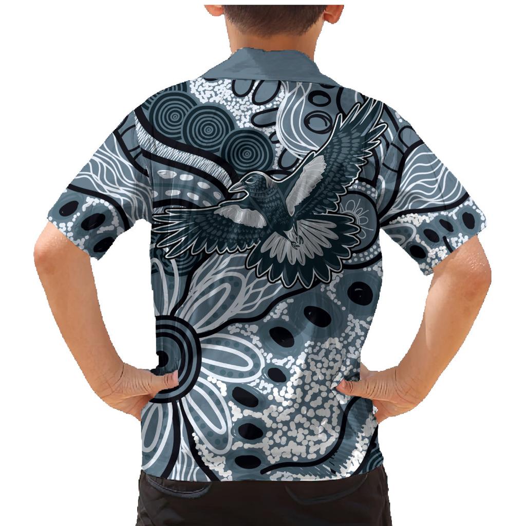 Magpies Aboriginal Art Family Matching Mermaid Dress and Hawaiian Shirt