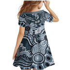 Magpies Aboriginal Art Family Matching Mermaid Dress and Hawaiian Shirt