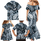 Magpies Aboriginal Art Family Matching Mermaid Dress and Hawaiian Shirt