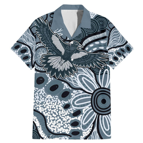 Magpies Aboriginal Art Family Matching Mermaid Dress and Hawaiian Shirt