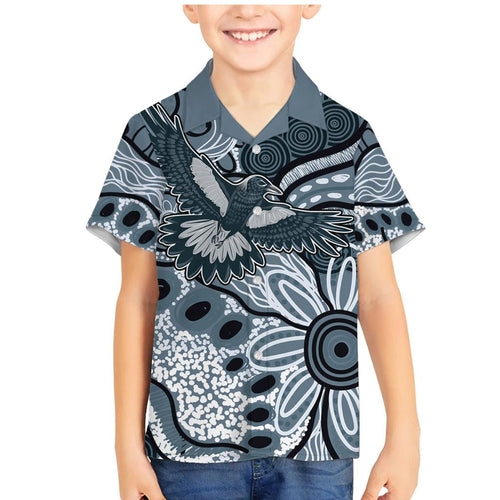 Magpies Aboriginal Art Family Matching Mermaid Dress and Hawaiian Shirt
