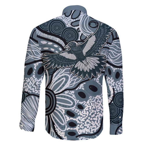 Magpies Aboriginal Art Family Matching Off The Shoulder Long Sleeve Dress and Hawaiian Shirt