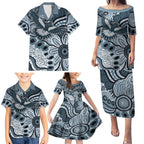 Magpies Aboriginal Art Family Matching Puletasi and Hawaiian Shirt