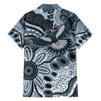Magpies Aboriginal Art Family Matching Short Sleeve Bodycon Dress and Hawaiian Shirt