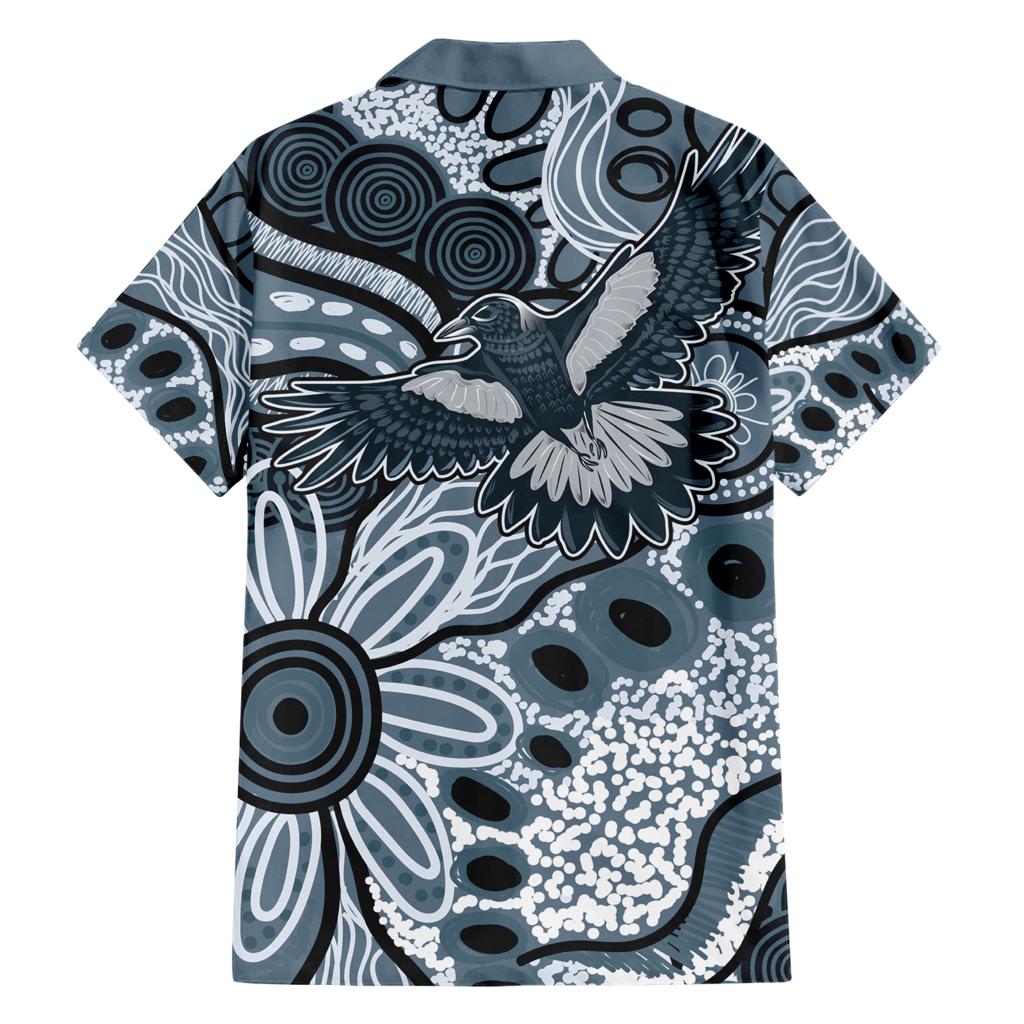 Magpies Aboriginal Art Family Matching Short Sleeve Bodycon Dress and Hawaiian Shirt
