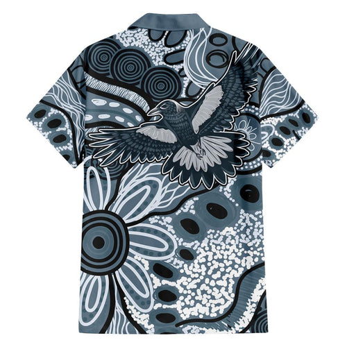 Magpies Aboriginal Art Family Matching Summer Maxi Dress and Hawaiian Shirt