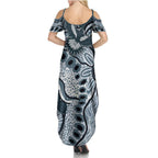 Magpies Aboriginal Art Family Matching Summer Maxi Dress and Hawaiian Shirt