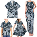 Magpies Aboriginal Art Family Matching Tank Maxi Dress and Hawaiian Shirt