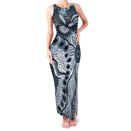 Magpies Aboriginal Art Family Matching Tank Maxi Dress and Hawaiian Shirt