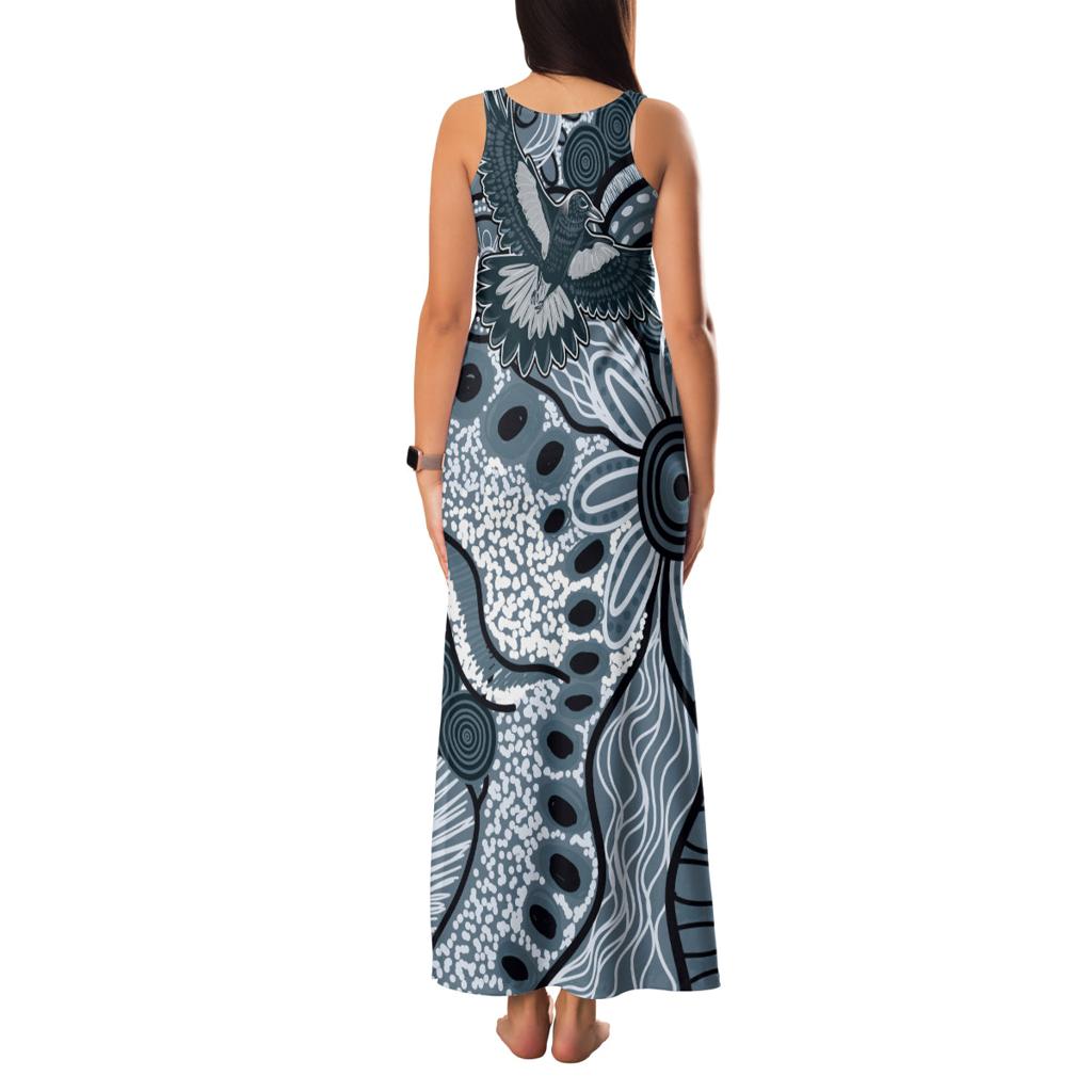 Magpies Aboriginal Art Family Matching Tank Maxi Dress and Hawaiian Shirt