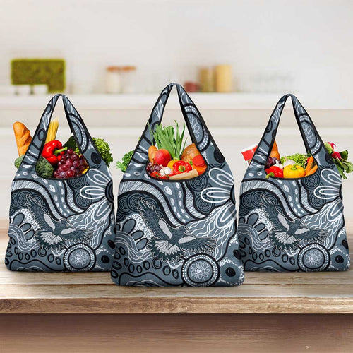 Magpies Aboriginal Art Grocery Bag