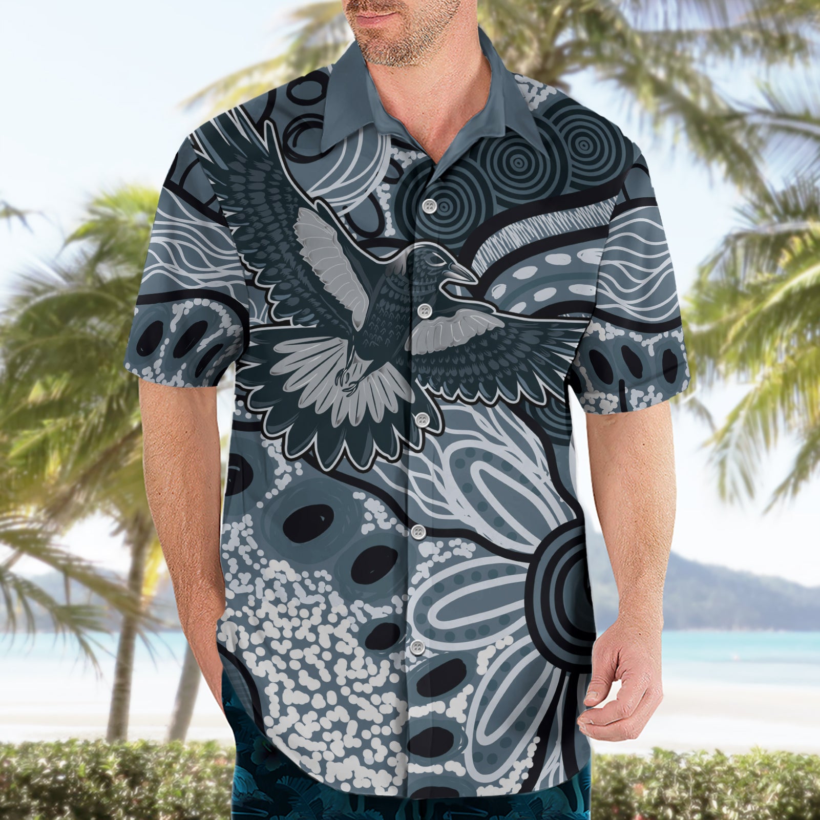 Magpies Aboriginal Art Hawaiian Shirt