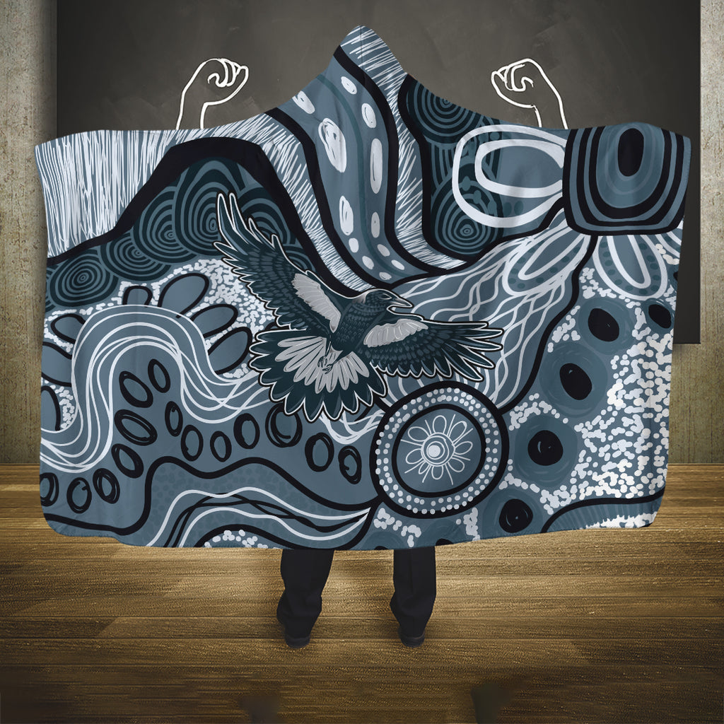 Magpies Aboriginal Art Hooded Blanket