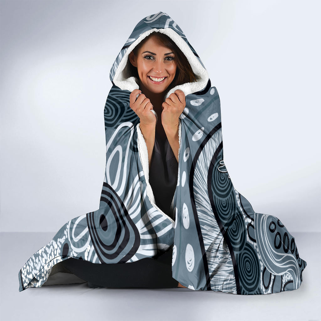 Magpies Aboriginal Art Hooded Blanket