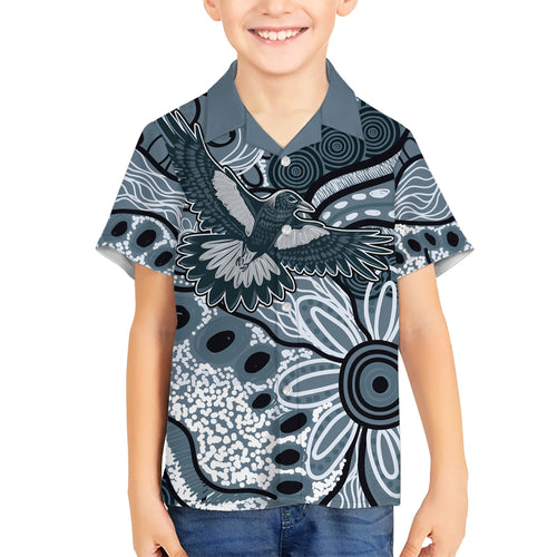 Magpies Aboriginal Art Kid Hawaiian Shirt