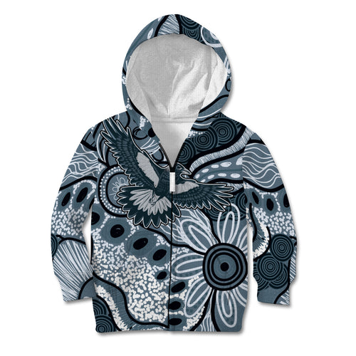 Magpies Aboriginal Art Kid Hoodie
