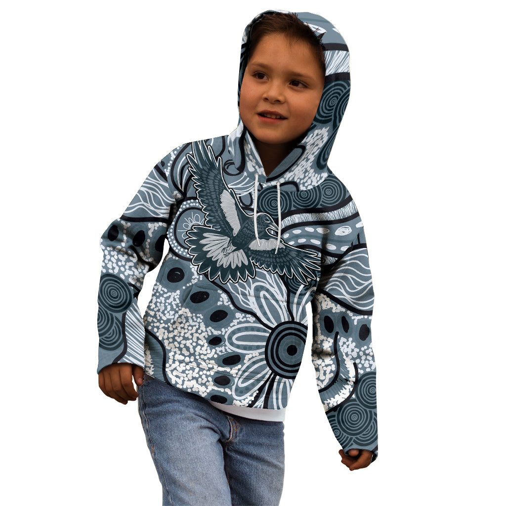 Magpies Aboriginal Art Kid Hoodie