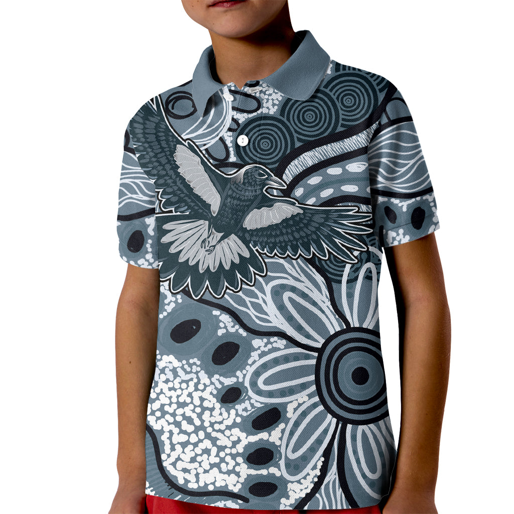 Magpies Aboriginal Art Kid Polo Shirt