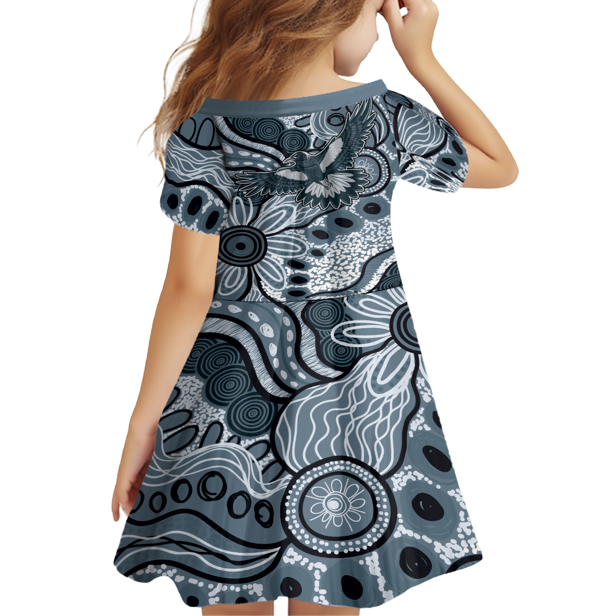 Magpies Aboriginal Art Kid Short Sleeve Dress