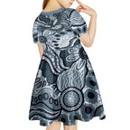 Magpies Aboriginal Art Kid Short Sleeve Dress
