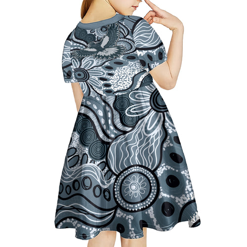 Magpies Aboriginal Art Kid Short Sleeve Dress
