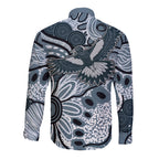 Magpies Aboriginal Art Long Sleeve Button Shirt