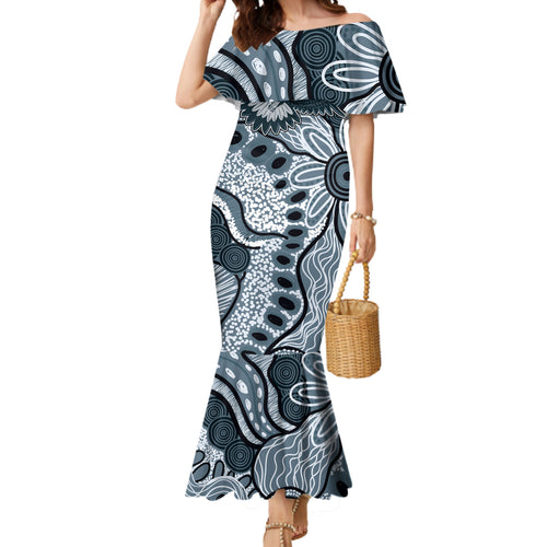 Magpies Aboriginal Art Mermaid Dress