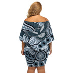 Magpies Aboriginal Art Off Shoulder Short Dress