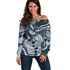 Magpies Aboriginal Art Off Shoulder Sweater