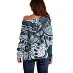 Magpies Aboriginal Art Off Shoulder Sweater